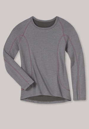 Long-sleeved shirt, functional underwear, warm, gray-pink - Girls Thermo Light