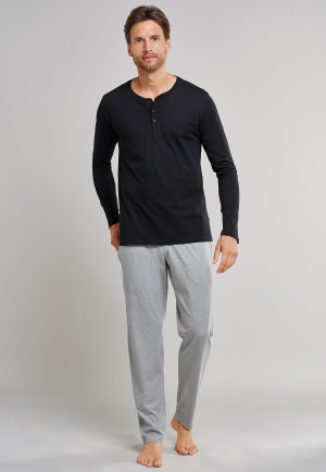 Black long-sleeved shirt button placket - Mix & Relax