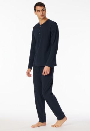 Shirt long-sleeve button placket midnight blue - Mix+Relax