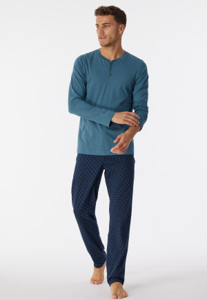Shirt langarm Organic Cotton Knopfleiste petrol - Mix+Relax
