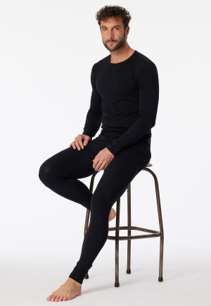 Shirt long-sleeved organic cotton crew neck black - 95/5