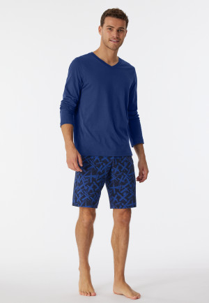 Shirt long-sleeved organic cotton V-neck navy - Mix & Relax