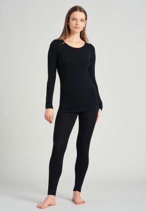 Noir schwarz 000 Schiesser - FR : 46 Haut thermique Femme Shirt 1/2 Arm Taille fabricant : 44 