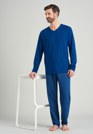 Shirt met lange mouwen V-hals blauw  Mix+Relax
