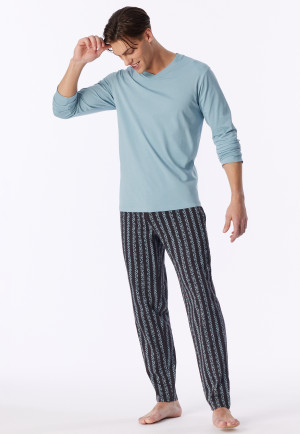 Shirt met lange mouwen en v-hals, ijsblauw - Mix+ Relax