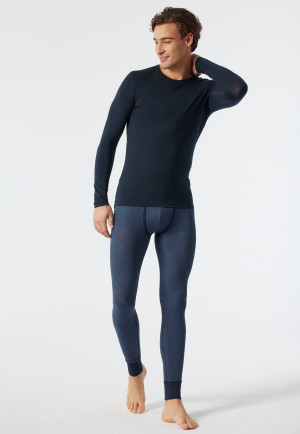 Shirt langarm Wolle Tencel dunkelblau - selected! premium