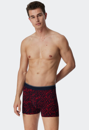 Shorts Microfaser Blätter dunkelblau/rot - Fashion Daywear