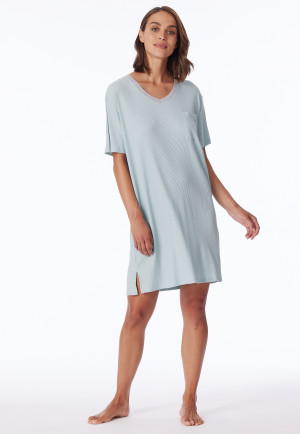 Chemise de nuit manches courtes large nervure bluebird - Casual Nightwear