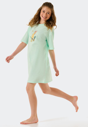 Sleep shirt short-sleeved organic cotton cockatoo mint - Ocean Flow