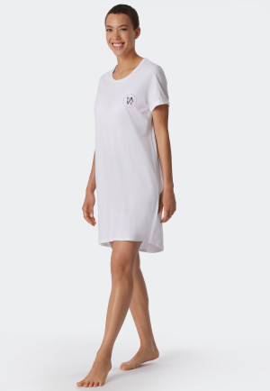 Sleep shirt short-sleeved print white - Essential Nightwear