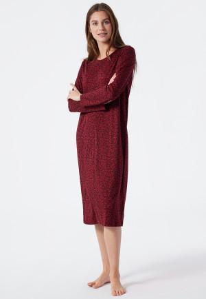 Sleepshirt langarm Interlock weite Passform Blumenprint burgund - Classic Comfort Fit
