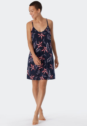 Sleepshirt Modal V-Ausschnitt Spaghetti-Träger Blätterprint multicolor - Contemporary Nightwear