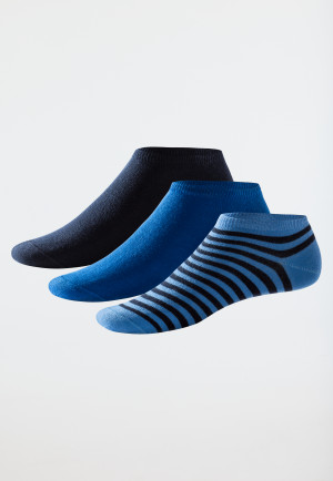 Sneakersokken 3-pack stay fresh strepen blauw/donkerblauw - Bluebird