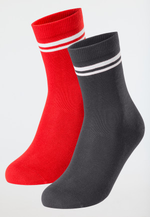 Stay-fresh socks 2-pack medium shaft red/dark grey - Fashion