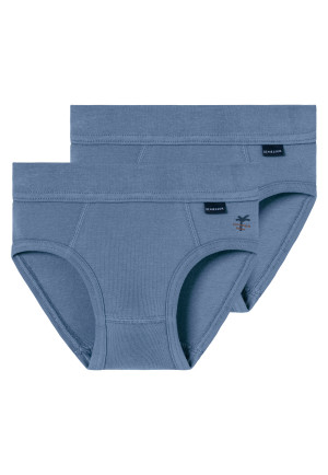 Sports briefs 2-pack denim blue - Fine Rib