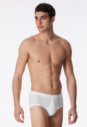 Sport briefs, 2-pack, with fly, fine rib, white - Original Fine Rib