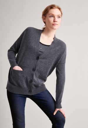 Cardigan lavorato a maglia grigio scuro screziato: Revival Laura