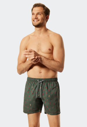 Zwemshort chili-pepers olijf patroon - Aqua