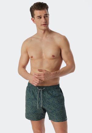 Short de bain olive imprimé - Wave Nature