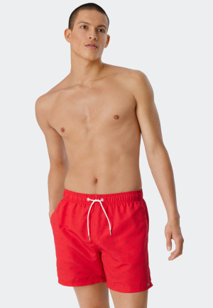 Pantaloncini da bagno in tessuto intrecciato con fantasia di colore rosso - Marineland