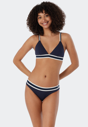 Triangel-Bikini-Set herausnehmbare Softcups variable Träger Mini-Slip Ripp-Optik dunkelblau - Underwater