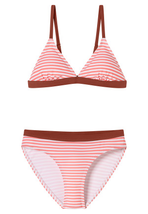 Triangle bikini set knitwear SPF40+ recycled stripes pink - aqua