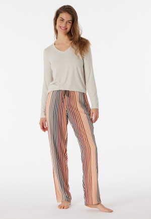 Geweven broek lange viscose strepen multicolor - Mix+Relax