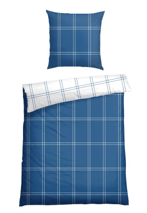 Wende-Bettwäsche 2-teilig blau - Feinbiber