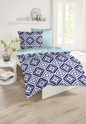 Biancheria da letto reversibile composta da 2 pezzi, renforcé, blu navy-menta: SCHIESSER Home