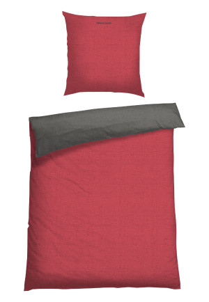 Parure de lit de lit réversible 2 pièces Renforcé, rouge et anthracite  SCHIESSER Home