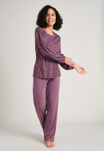 Pyjama lang interlock-manchetten, mauve bedrukt - Simplicity