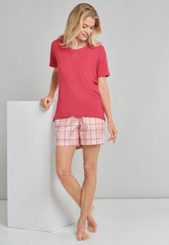 wallpapers Pink And White Fabric shorts woven fabric elastic fuchsia light pink white checks mix relax