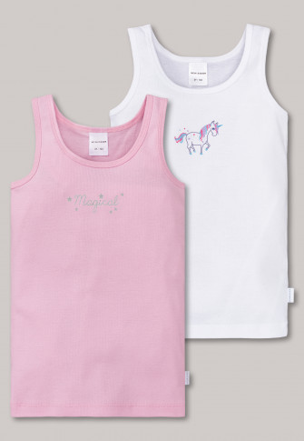 Undershirts 2-pack glitter pink/white - Einhorn | SCHIESSER