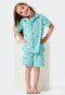 Pyjama court patte de boutonnage coton bio cerises turquoise - Chatte Zoe