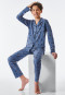 Pyjama long coton bio patte de boutonnage chien skateboard bleu - Pyjama Story