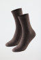 Chaussettes pour femme lot de 2 coton bio marron chiné - 95/5