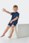 Pyjama kort biologisch katoenen knoopsluiting zeebeer piraten donkerblauw - Boys World