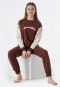 Pajamas long sweatwear organic cotton cuffs brown - Teens Nightwear