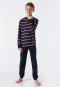 Pyjama lang biologisch katoen gestreept manchetten aubergine - Teens Nightwear