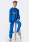Pyjama long molleton coton bio bords-côtes Universe bleu - Teens Nightwear