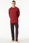 Long pyjamas Organic Cotton stripes dark red - Comfort Nightwear