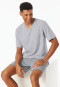 Short pyjamas V-neck chest pocket silver patterned - Comfort Essentials