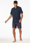 Pyjama court encolure en V poche poitrine bleu marine imprimé - Comfort Essentials