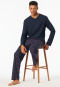 Pyjamas long V-neck chest pocket navy patterned - Comfort Essentials