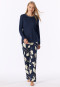 Schlafanzug lang Blumen deep sea blue - Comfort Nightwear
