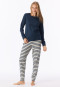 Pigiama lungo con polsini a righe blu scuro - Casual Essentials