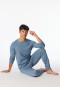 Schlafanzug Doppelripp & Jersey lang Bündchen blau-jaspe - Modern Nightwear
