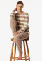 Schlafanzug lang Frottee Bündchen Ringel taupe-meliert - Casual Essentials