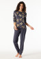 Pyjama lange pyjama manchetten bloemen grafiet - Comfort Nightwear