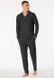 Schlafanzug lang Interlock Polokragen dunkelgrau-meliert - Selected Premium Warming